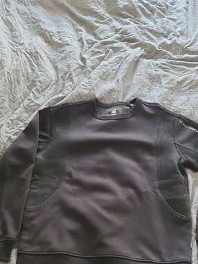 Black Crewneck Sweatshirt with Mesh Panels